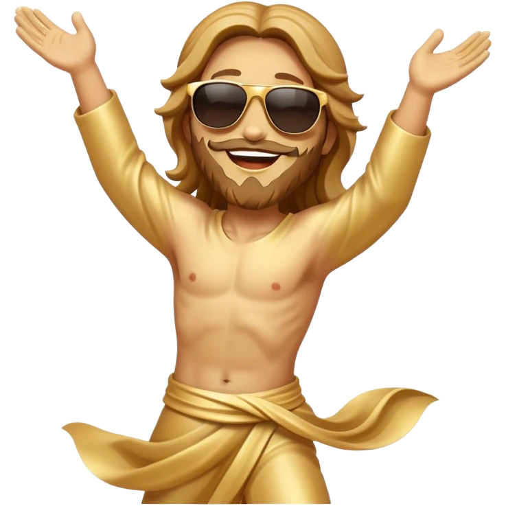 dancing figure of rejoicing Jesus with  sunglases golden  emoji