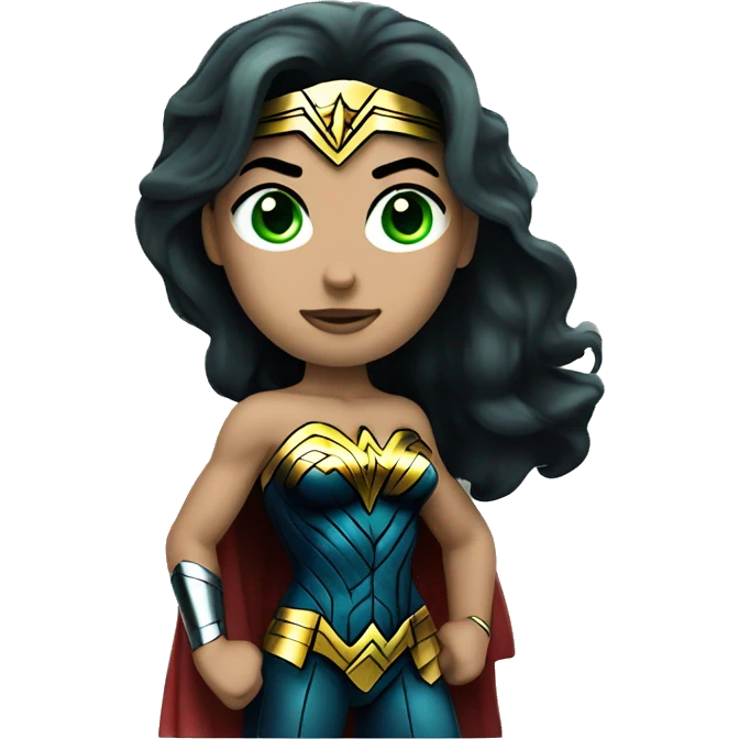 Whole body wonder woman superhero emoji with green eyes emoji