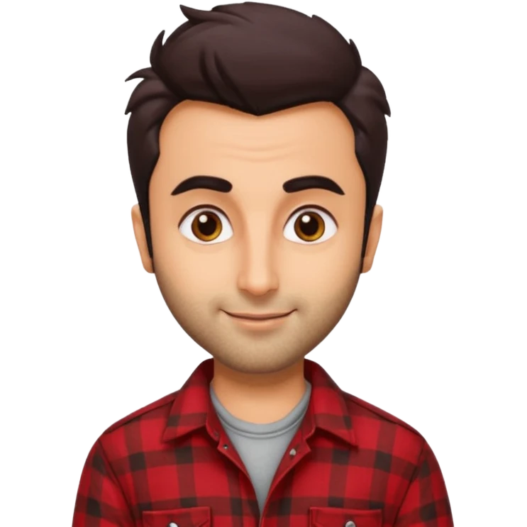 generate a pretty bratz emoji 
Make her look like Ranbir kapoor wearing a red flannel shirt, smirking

She should look exactly  like ranbir kapoor!  emoji