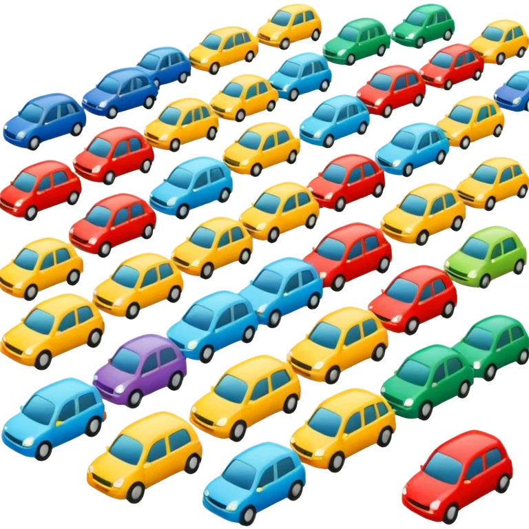 traffic jam, multiple cars in a row emoji
