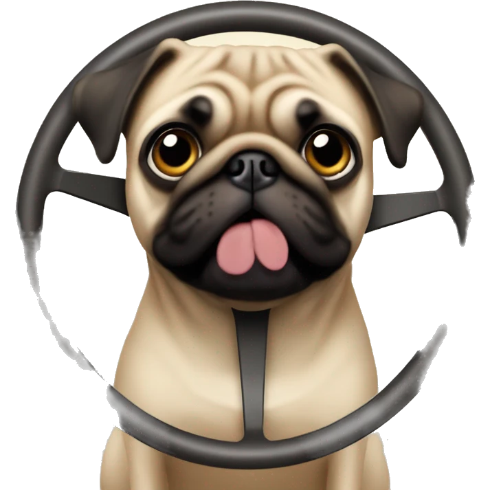 pug behind a steering wheel  emoji