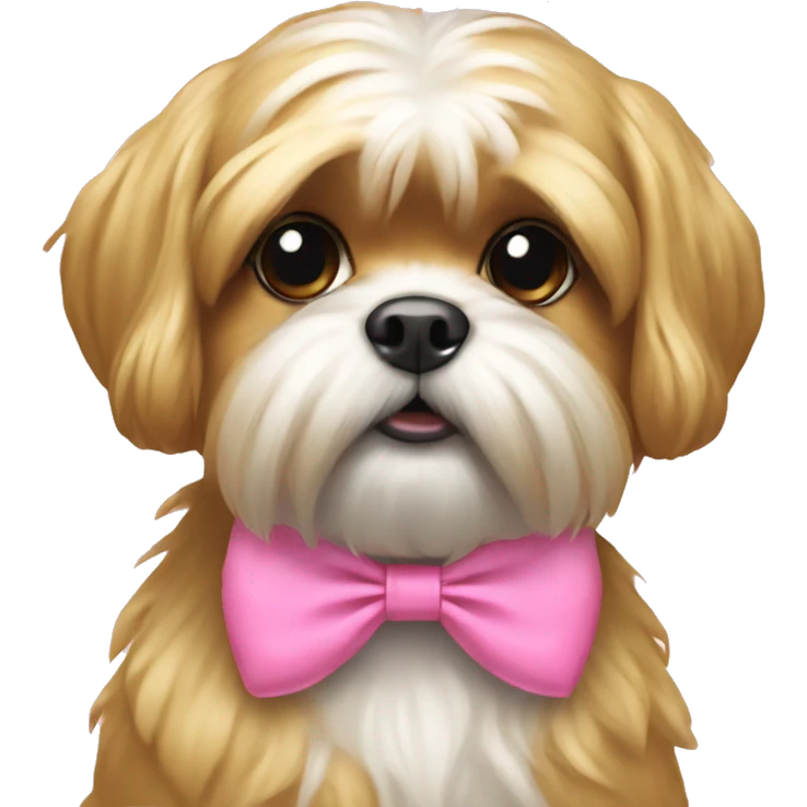 Golden Shitzu with pink bow emoji