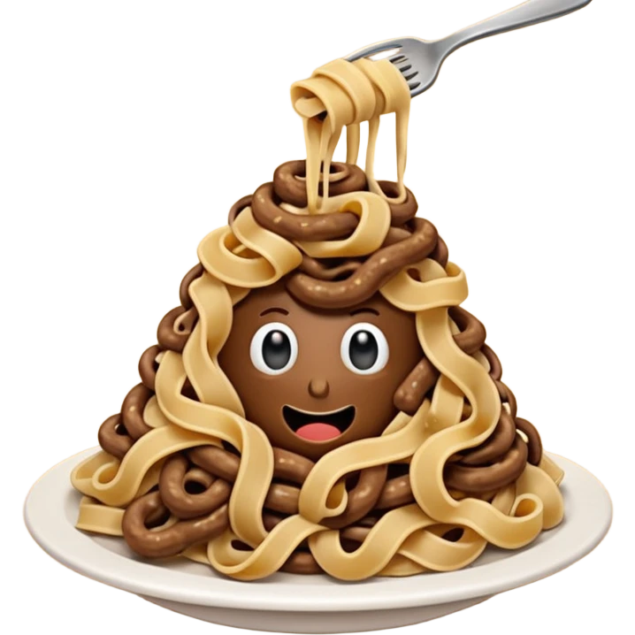 Pile of poop eating pasta emoji