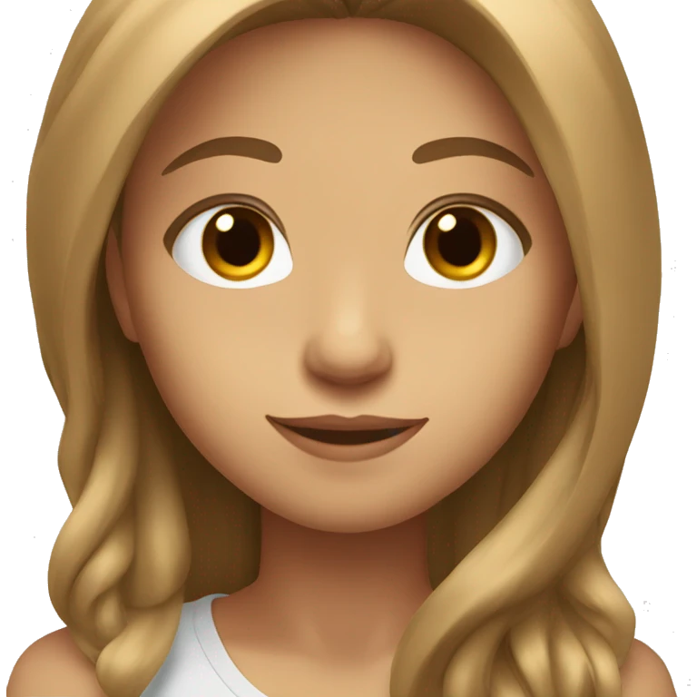 Light brown long hair with brown eyes emoji