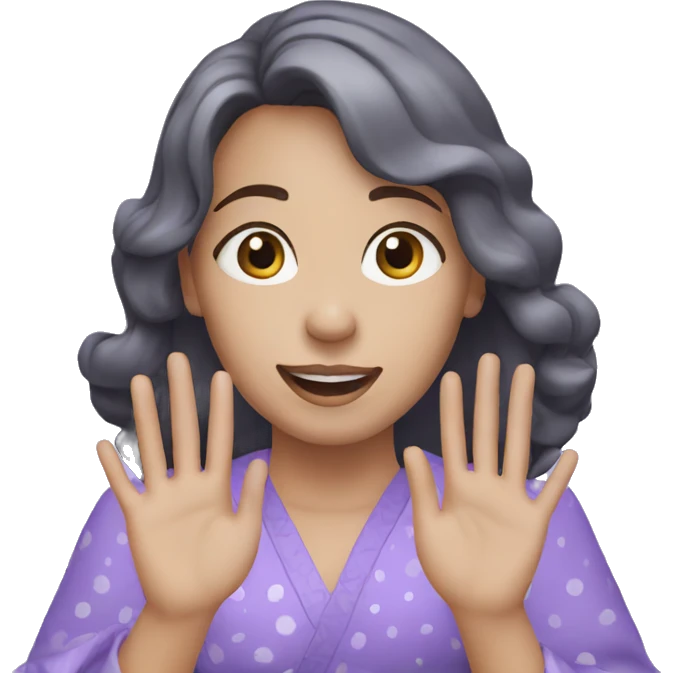 A girl with lavender kurti white spots clapping emoji
