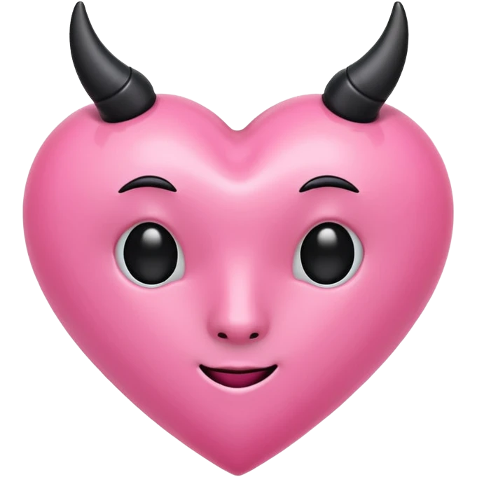 a plain pink heart with horns on it, no face emoji