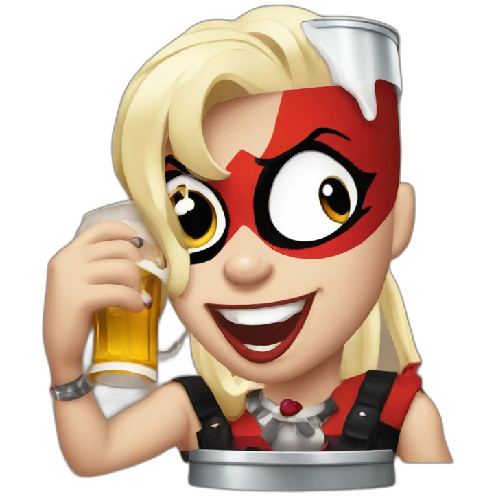 Harley Quinn drinking beer emoji