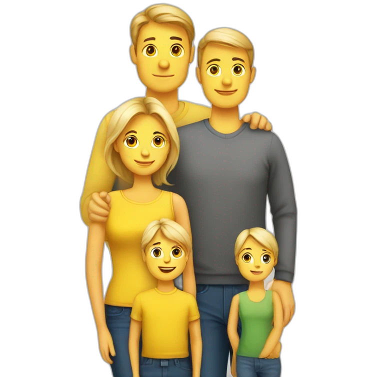 yellow danish family with mom, dad, kid emoji