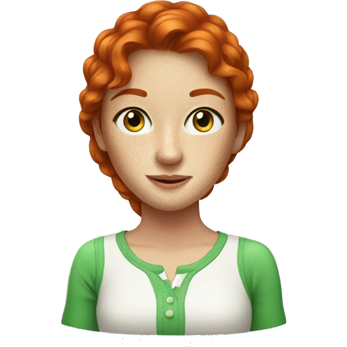 Red-haired girl with freckles and green eyes emoji