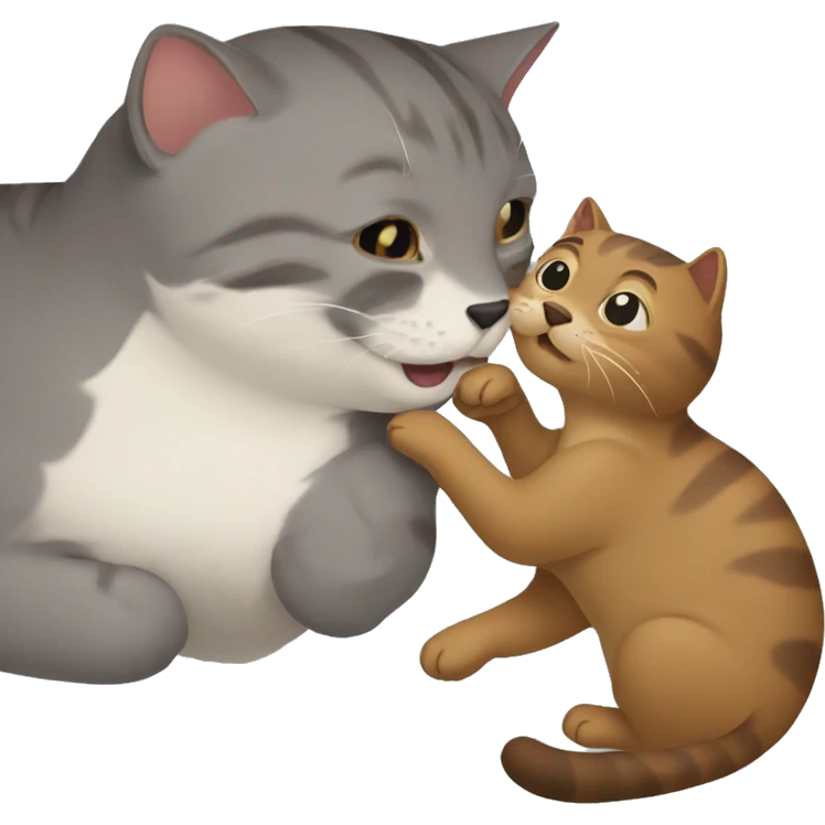 A cat and a otter playing with each other  emoji