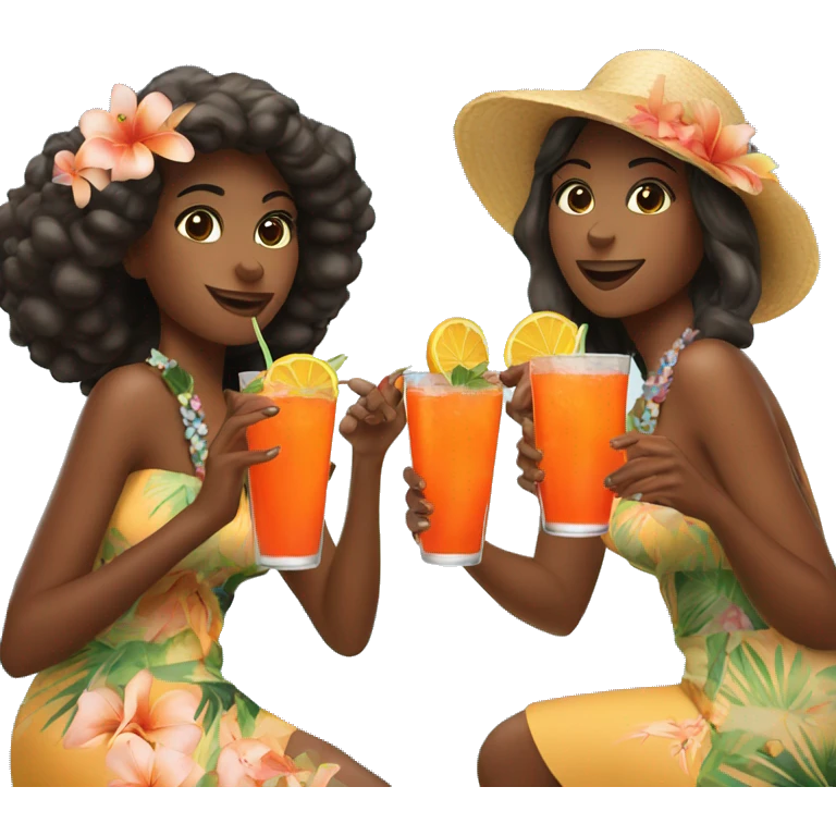 Three beautiful Hawaii girls drinking aperol emoji