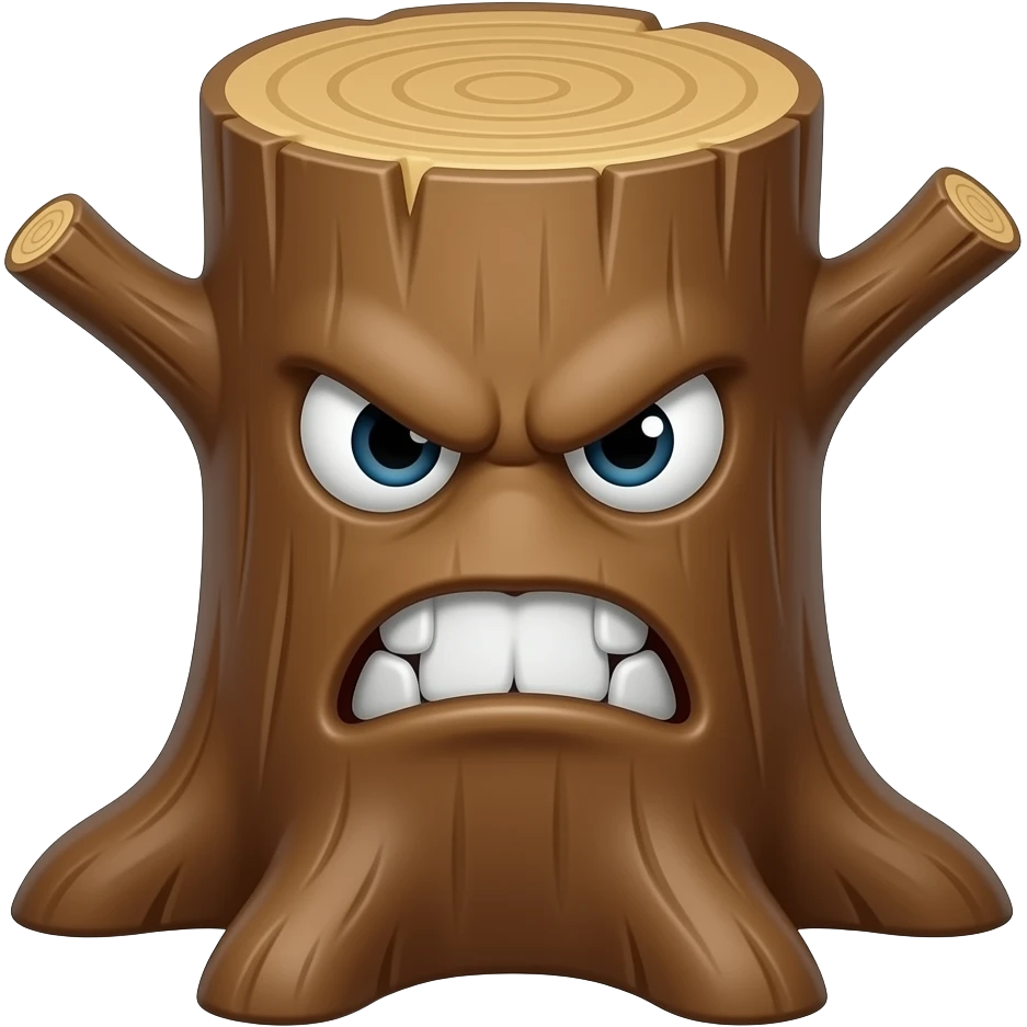 an angry tree trunk emoji