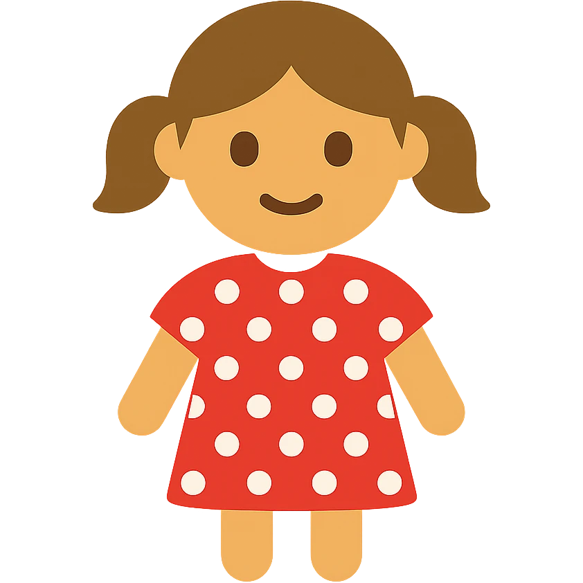 Little girl in red dress with white polka dots emoji