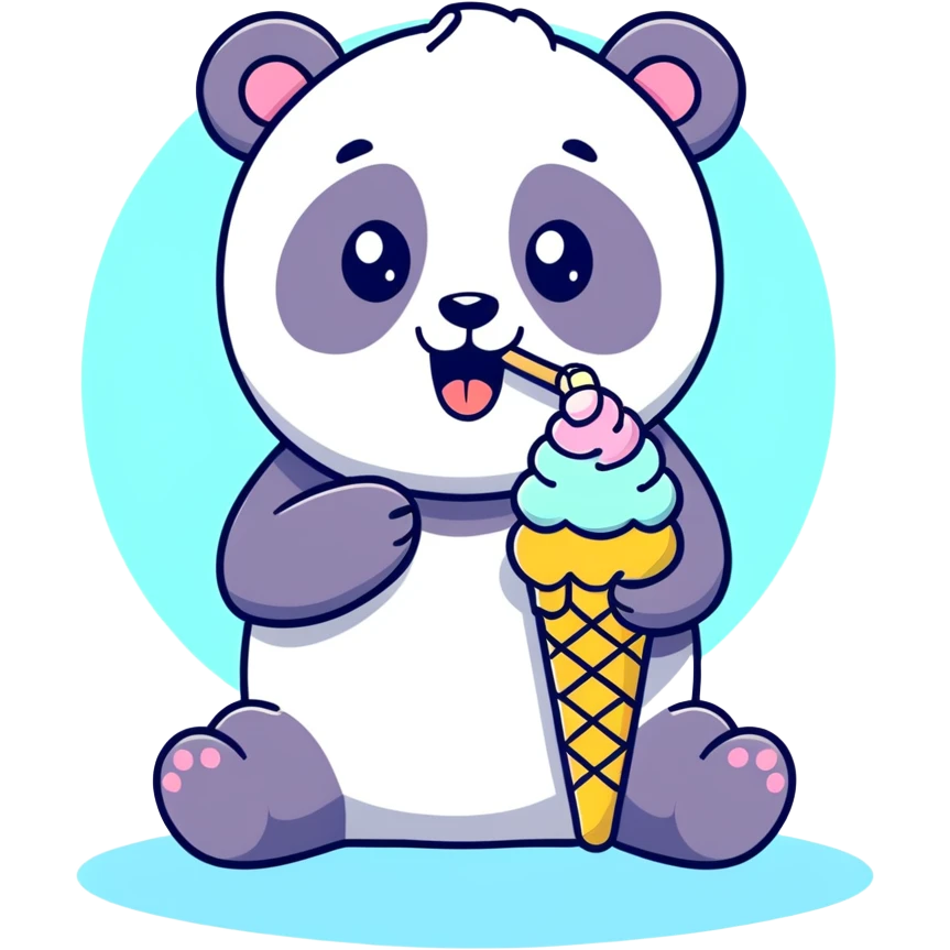 Panda eating ice cream emoji