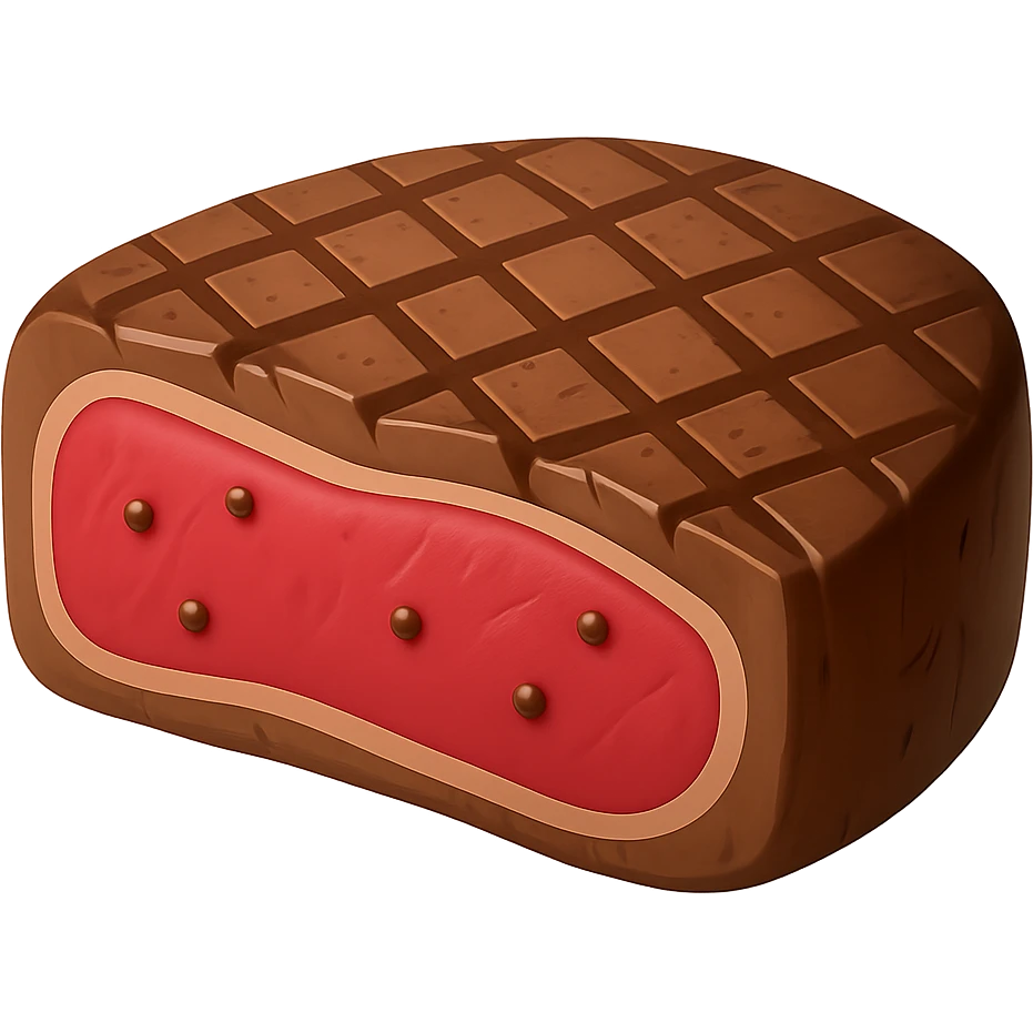 Remove potatoes but keep some steak details, make it look more like a steak in emoji style with no background. emoji