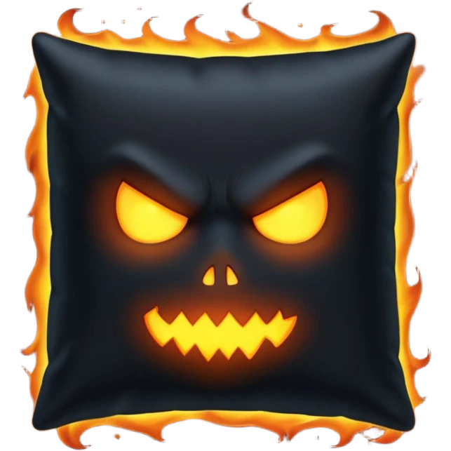 a black  pillow with dark aura coming out of it with a scary face  emoji