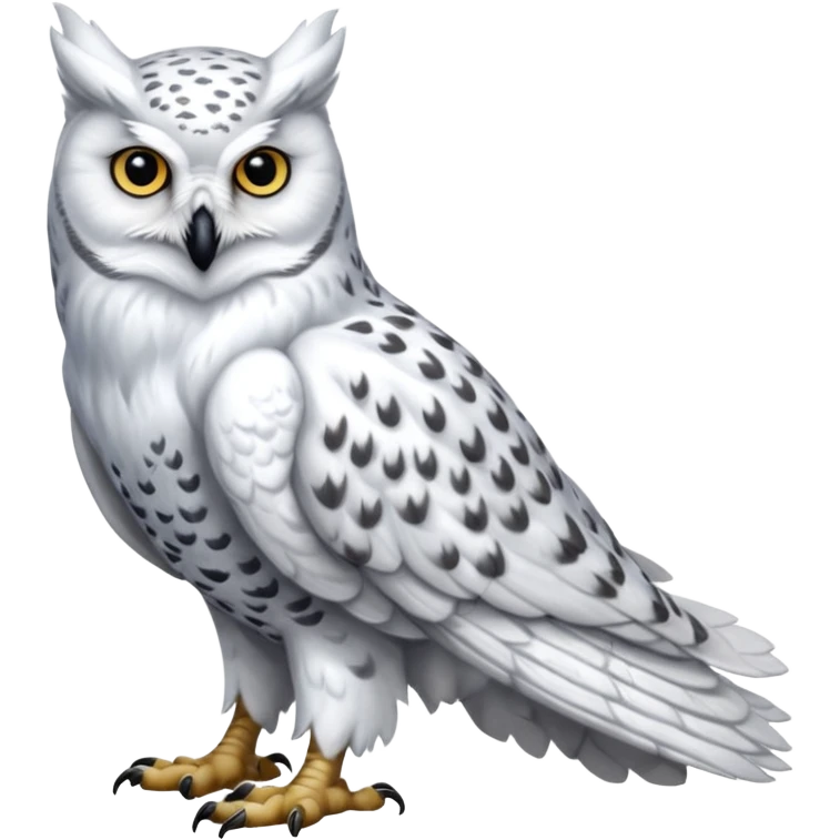 Realistic wild natural elegant pretty beautiful handsome snowy owl-arctic-fox-snow-leopard-gryphon-griffin-fusion-hybrid-animal-creature, full body, hyper-realism emoji