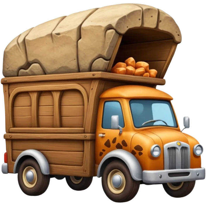 Prehistoric antique tall rocky Flintstones moving van  emoji