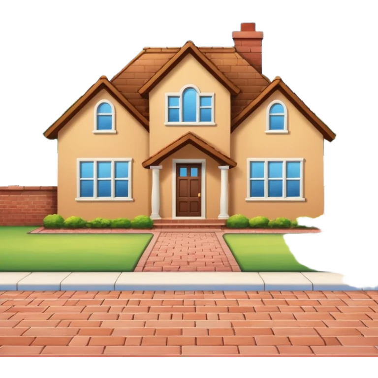 driveway emoji with a house in the back, clear and simple emoji