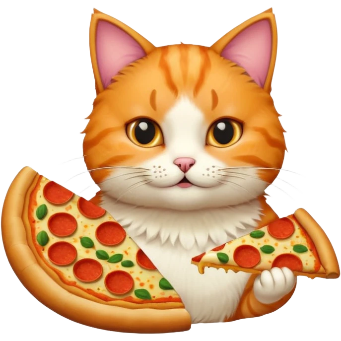 Cat eating pizza emoji
