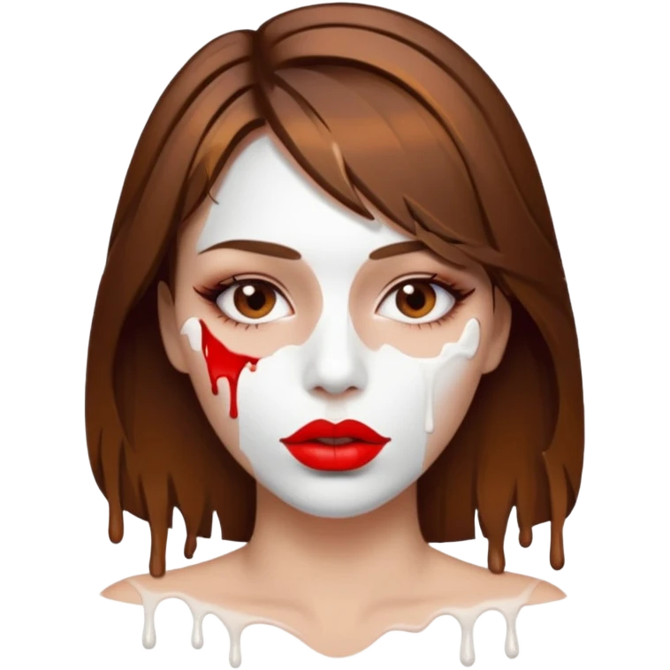Brown Hair, Woman, white paint drip, face, hot, Sexy, lips emoji