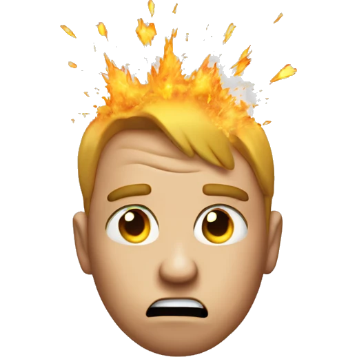 Doubtful face emoji with exploding head
 emoji