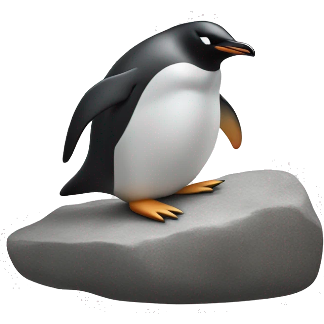 penguin on a rock eyes closed head facing up wings spread out  emoji