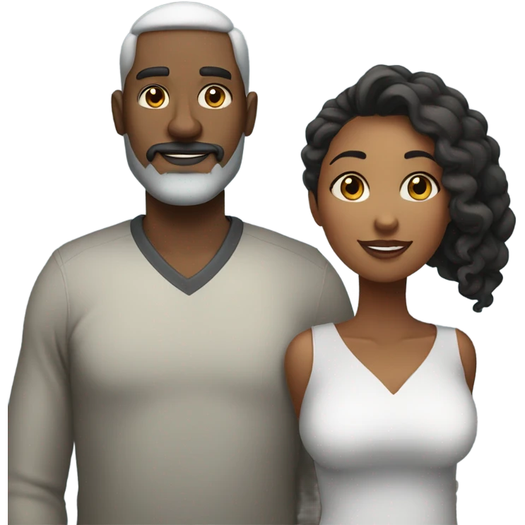 Black couple, her plus size with freckles him tall with grey beard emoji