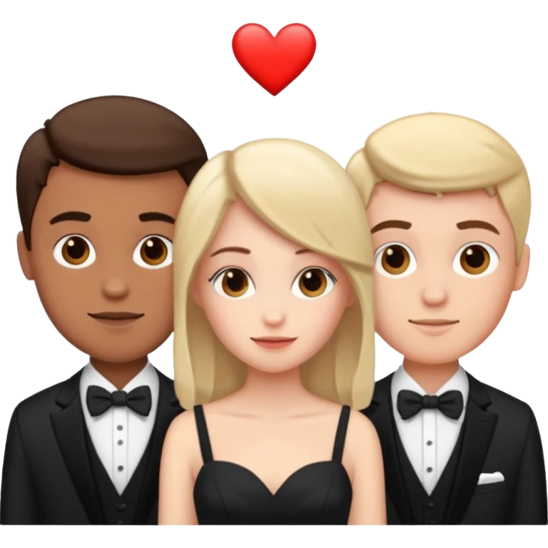 three people: two guys, one girl

they're in love, they're dressed emoji