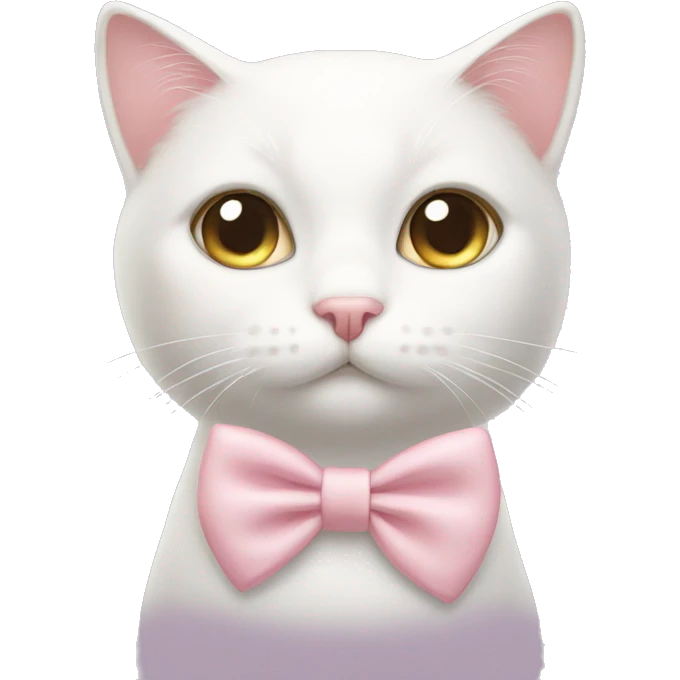White cat with light pink bow on her ear emoji