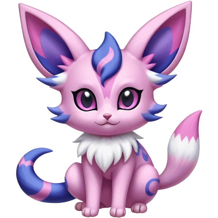 Shiny Exotic Cute Espeon-Sylveon-Purrloin-Meowstic-Hybrid-Creature with pattern-markings emoji
