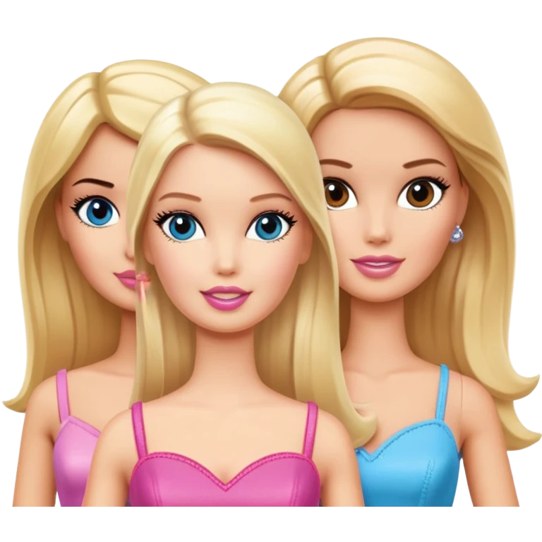 Two blonde and one brunette Barbie  emoji