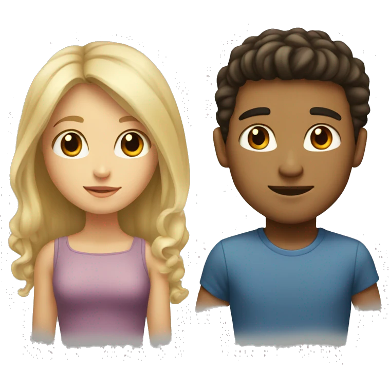 blonde girl with brown eyes and a guy with dark hair and brown eyes emoji