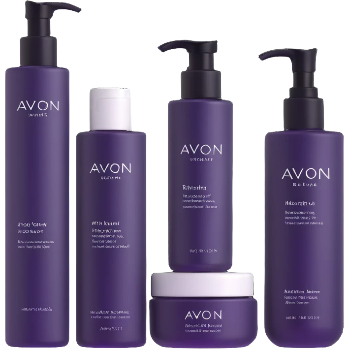 AVON skincare set with facial cleanser, toner, and moisturizer bottles emoji