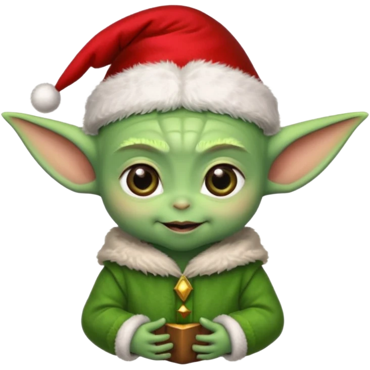 Baby joda con cappello da elfo di natale emoji