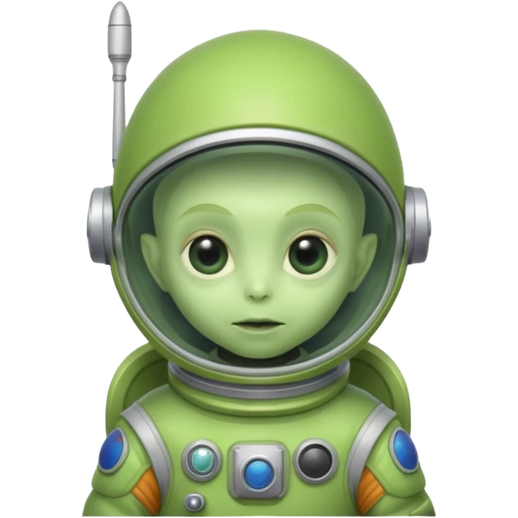 Alien Explorer – small green alien with antenna and space suit. emoji