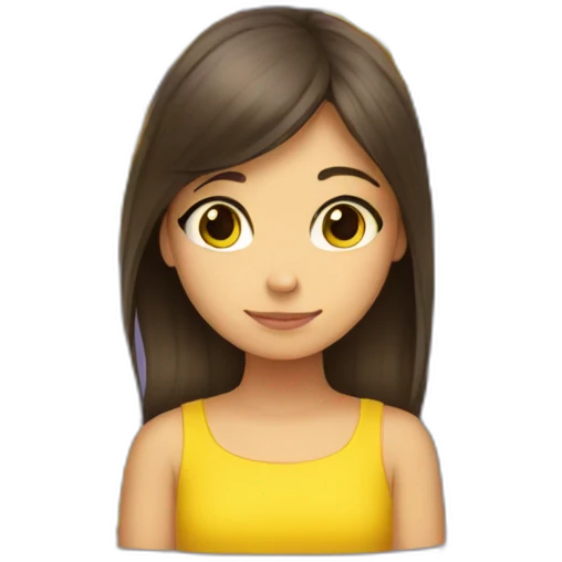 Yellow flowers with shy brunette girl emoji