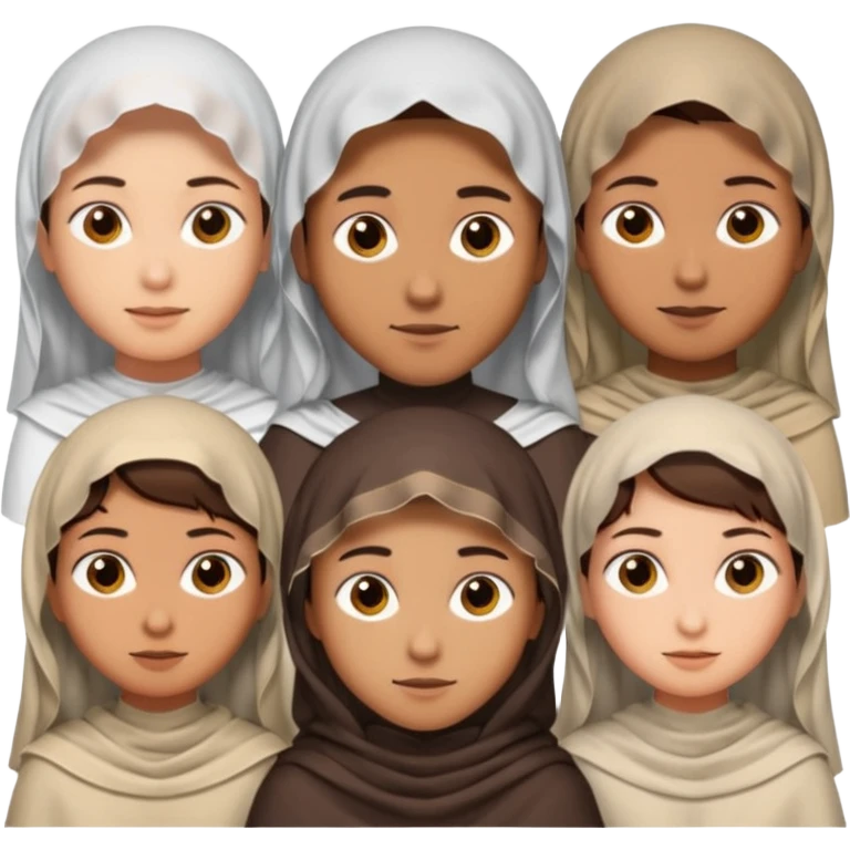 1 man with short hair and 4 veiled women emoji