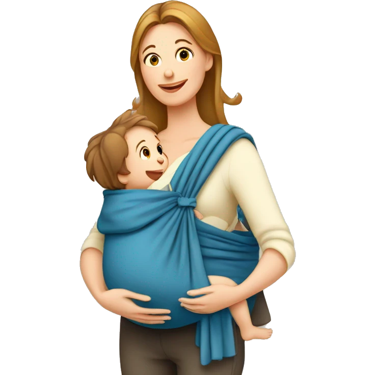 European Babywearing mom with baby in storchenwiege carrier emoji