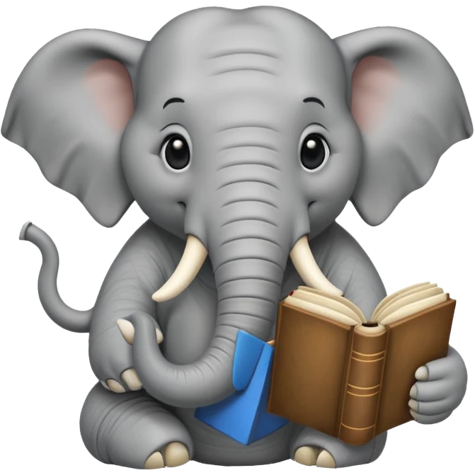 An elephant with a book emoji