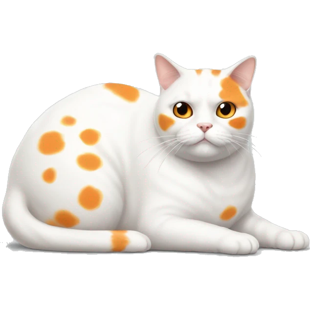 white cat with a lot of orange spots, fat, full body emoji