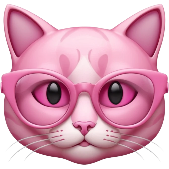 A 3D cartoon rose-pink cat-eye spectacle, glossy curved frame, soft reflections, isolated on plain background. only glasses. emoji