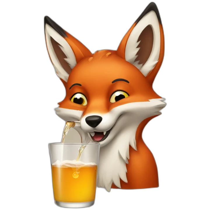 Drunk fox drinking emoji