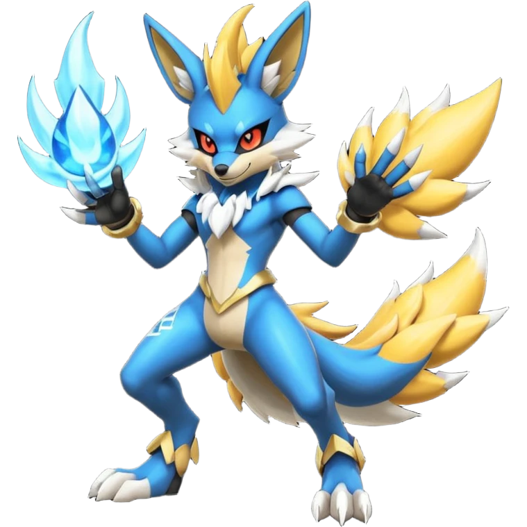 Edgy cyber-Delphox-Zeraora-Lucario-fusion emoji