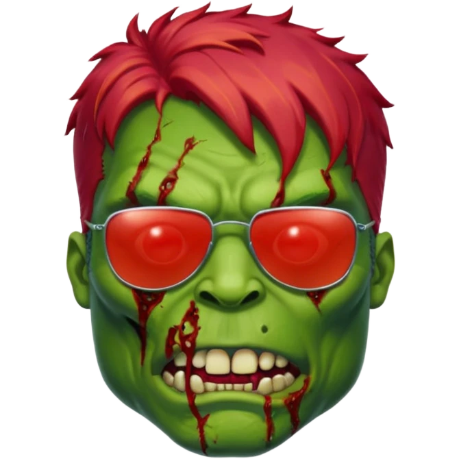 Zombie hulk with red hair and sun glasses emoji