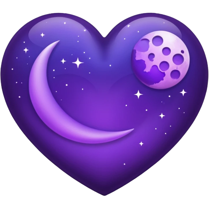 dark purple heart with a purple Moon emoji