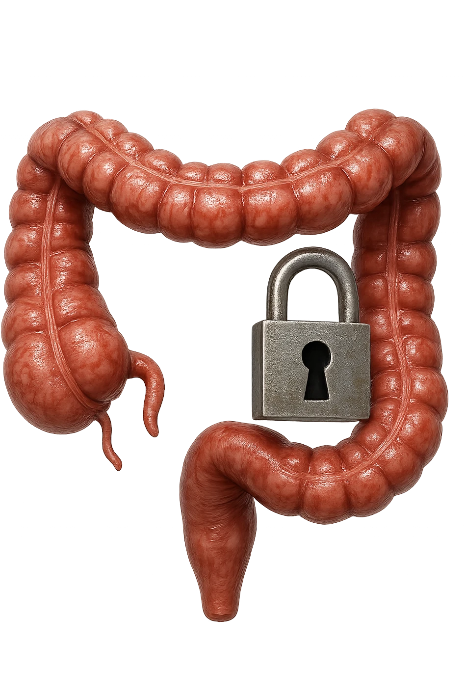 COLON UMANO CON LUCCHETTO DI BLOCCO, IPERREALISTICO 4K emoji
