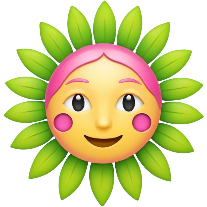 Latin letters SOL in emoji style, minimalism, pink green and sunny colors, associations with energy and sun emoji