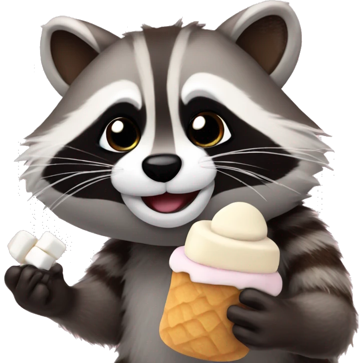 racoon with marshmallow  emoji