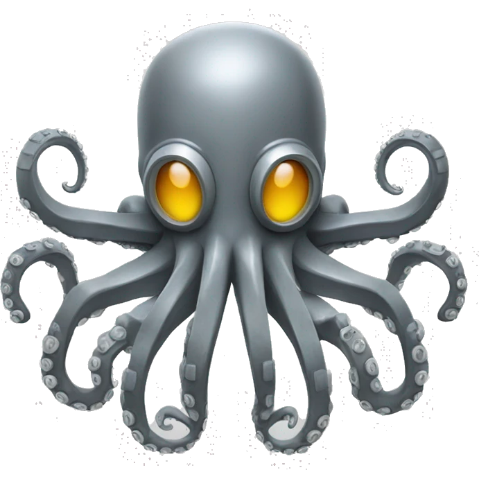 Giant robot octopus gray metal emoji